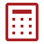 Red calculator icon with rectangular display and buttons.