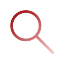 Magnifying glass search icon with a gradient red color.