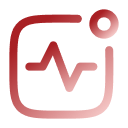 Icon depicting a red square with rounded corners containing a heart rate line and a red dot above the top right corner.
