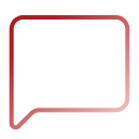 Red speech bubble icon with rounded corners and a small tail on the bottom left.