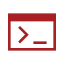 Terminal or command line interface icon with a right arrow and underscore symbol.