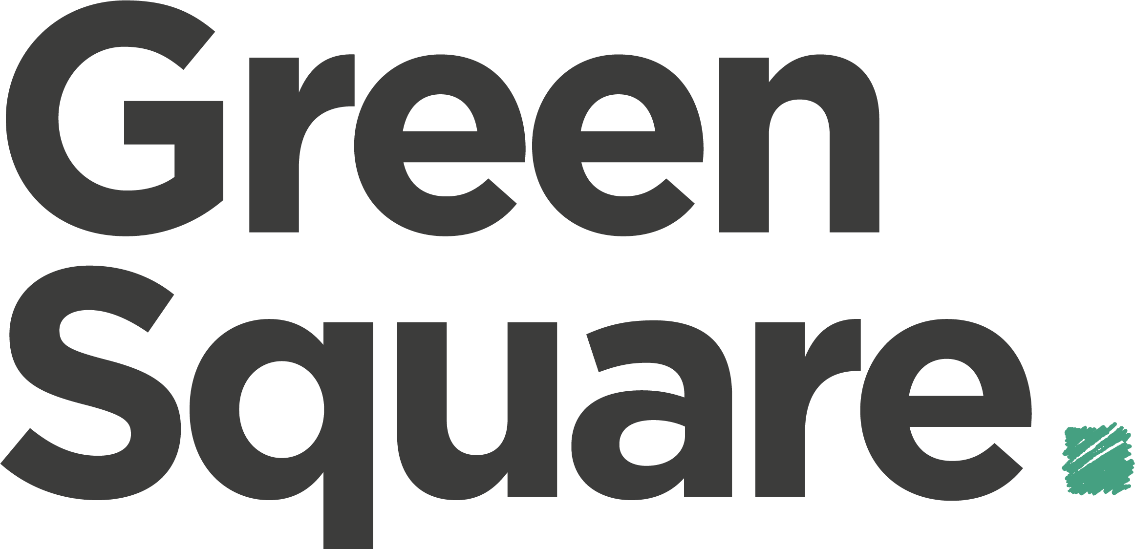 Text reading 'Green Square' in bold black letters with a small green scribbled square at the bottom right.