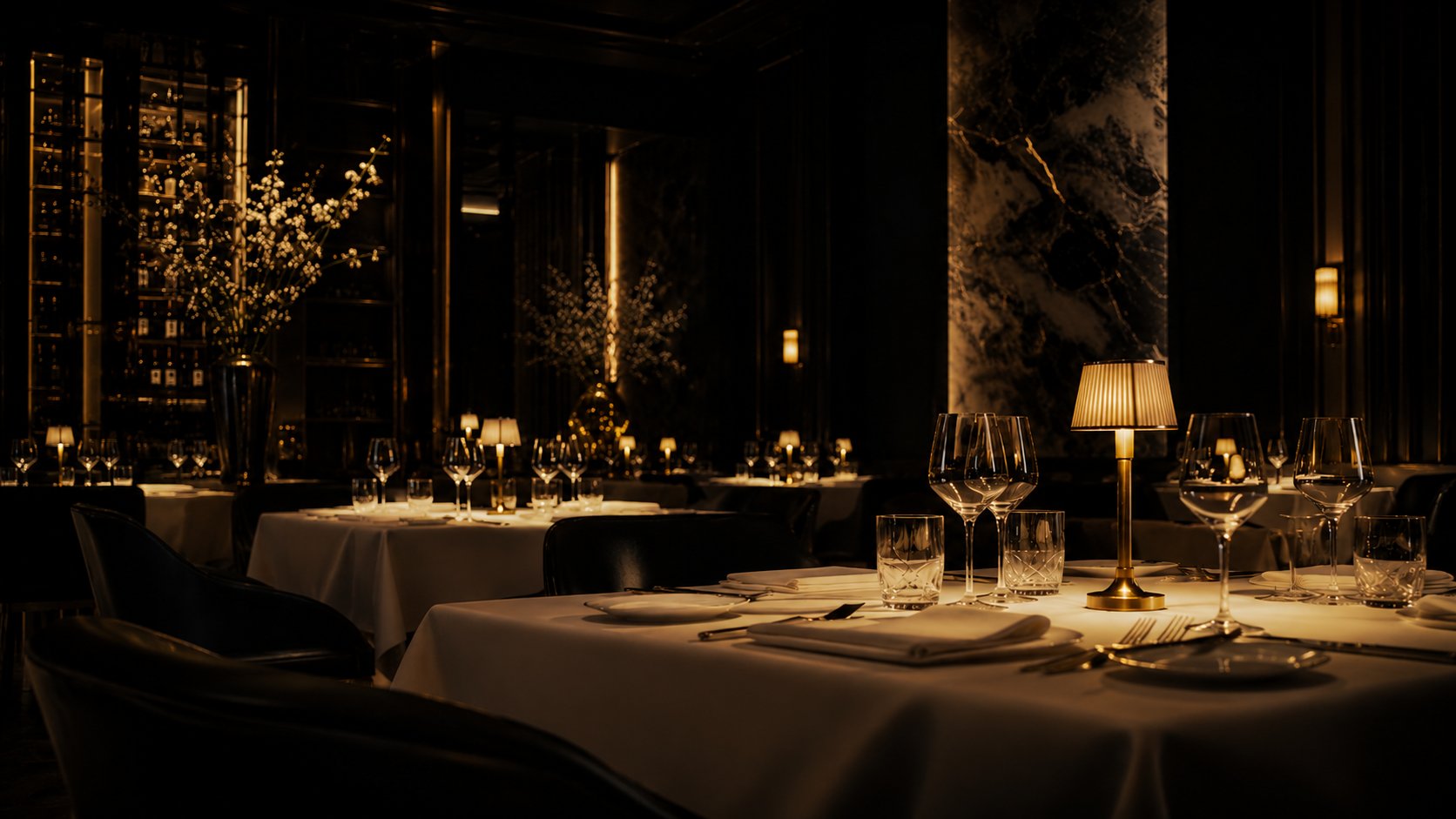 Dimly lit fine dining restaurant interior — Aboera Dining category