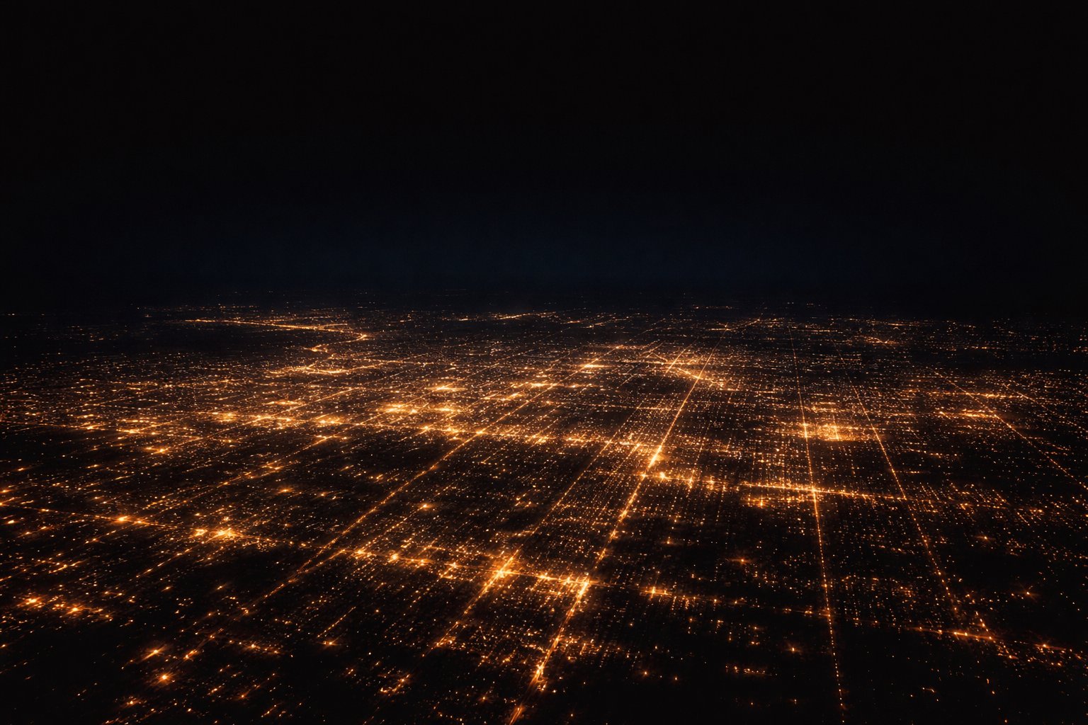 Aerial night view of city lights from above — Aboera upcoming destinations