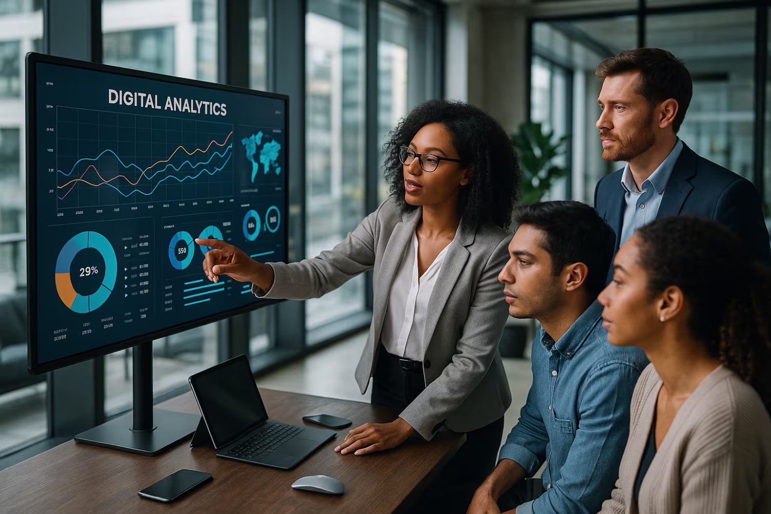 Diverse professionals during IT security audit