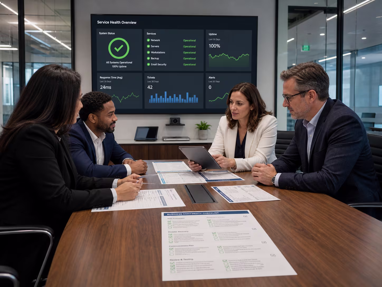 Business continuity consulting team discussion