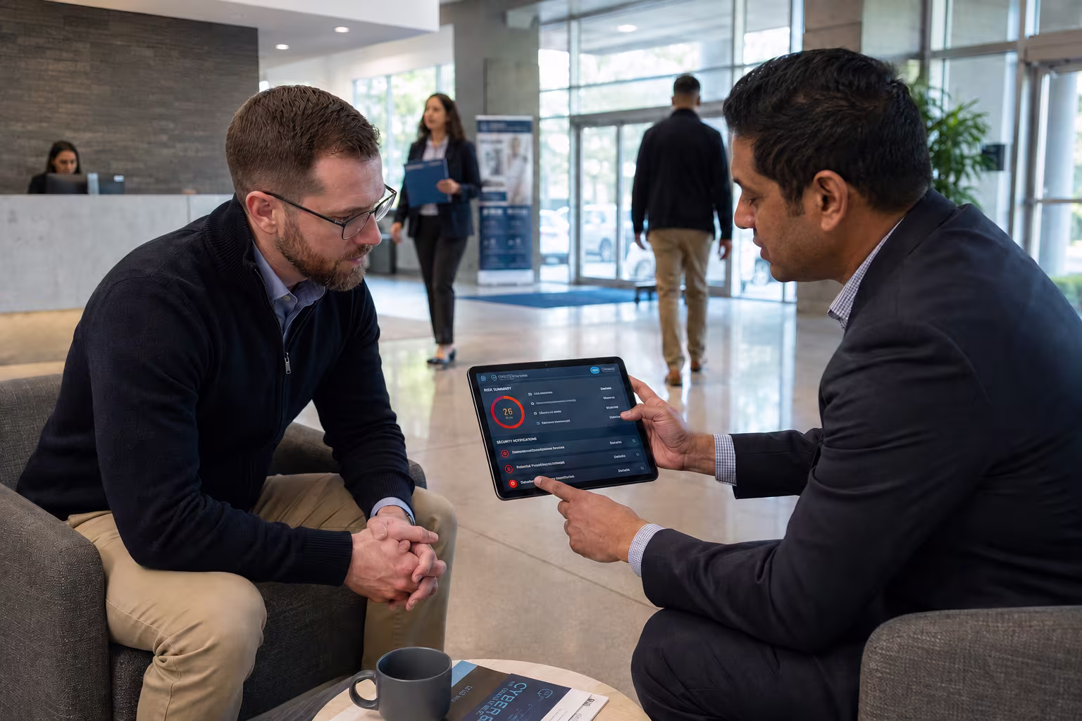 Diverse team conducting cyber risk assessment