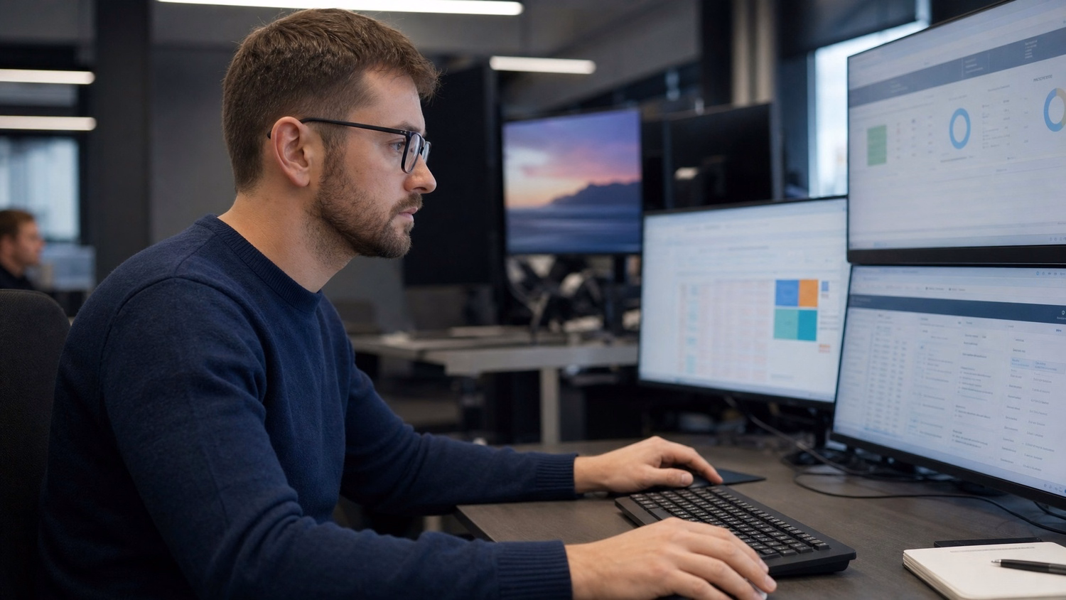 An IT professional focused on a task related to IT Compliance Consulting Top Co