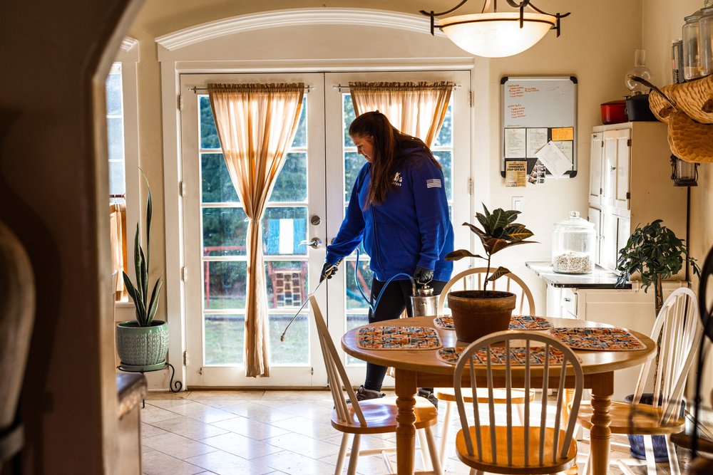 Bug Blasters technician treating for pests in Post Falls, ID.