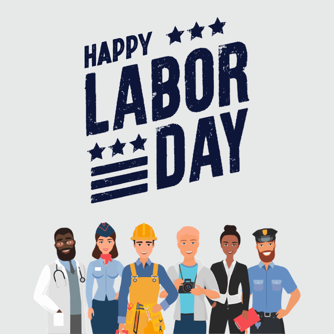labor day message templates and graphics - with diverse team of workers