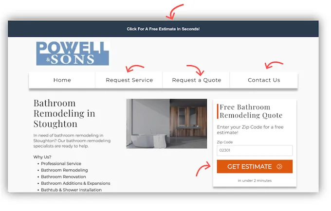 lead-capture optimized remodeling website