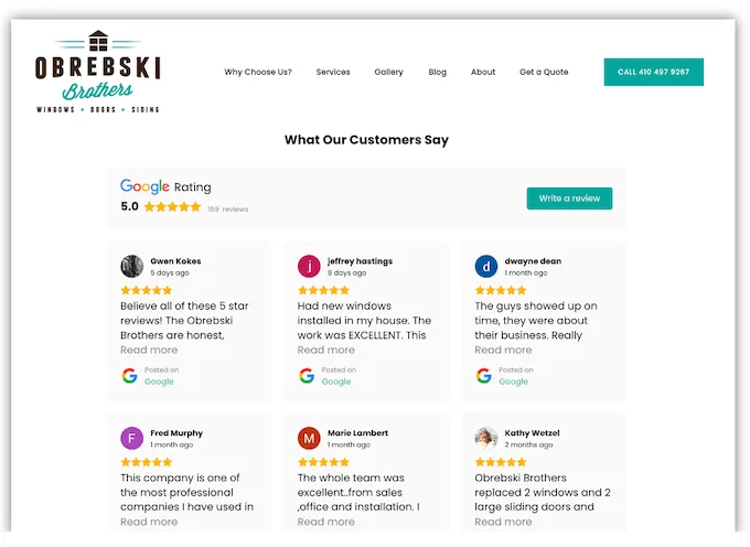 how to get more google reviews - existing google reviews on a website
