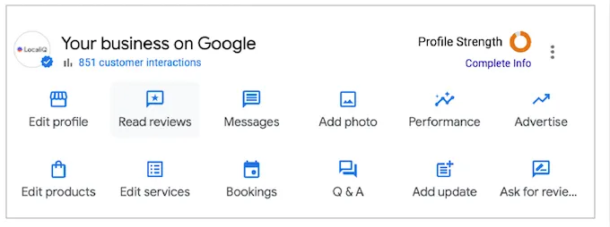 how to respond to google reviews - business profile management tabs