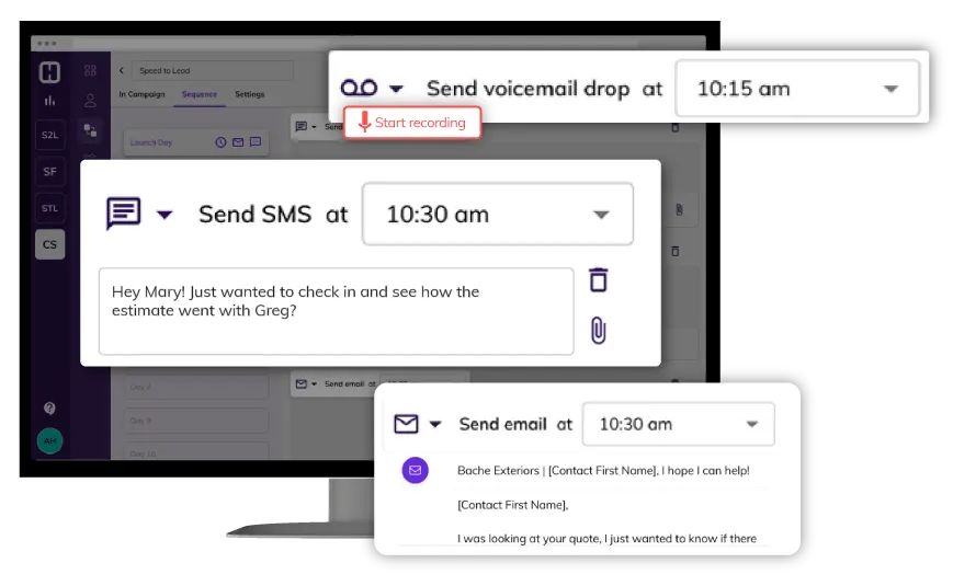 example of texting from computer via hatch app