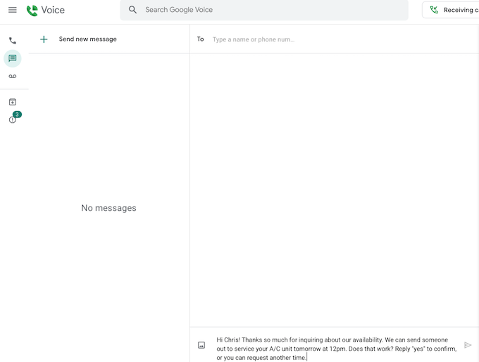 how to send a text message from a computer - google voice