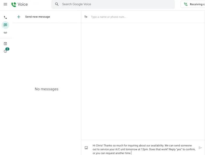 how to send a text message from a computer - google voice