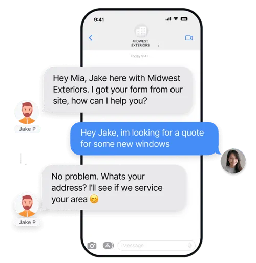 how hatch ai assistant works - speed to lead text conversation example