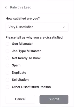 google lsa lead rating in hatch - dissatisfied