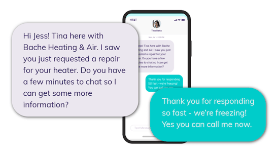 how to increase speed to lead - example of a text conversation