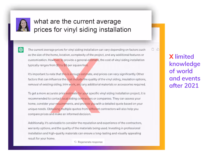 how not to use chatgpt for home services - prompt asking about current pricing