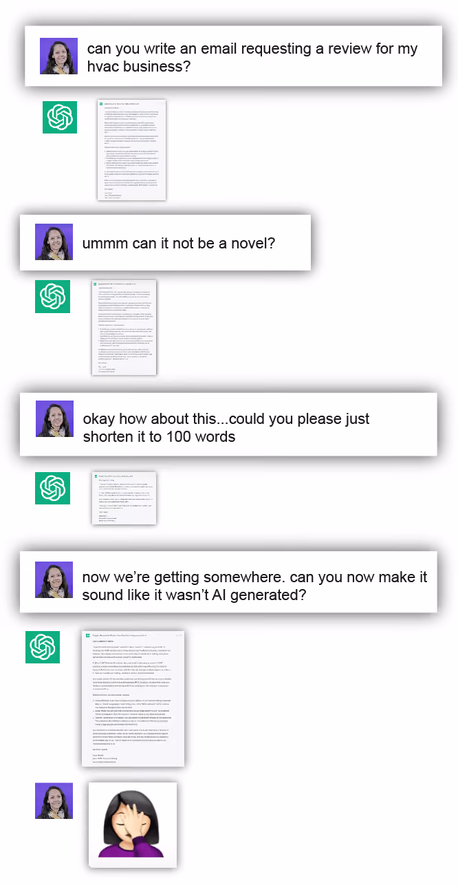chatgpt example asking for a review