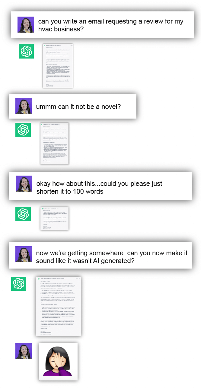 chatgpt example asking for a review
