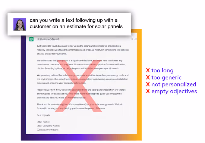 how to use chatgpt for home improvement businesses - example of how not to use it for follow up