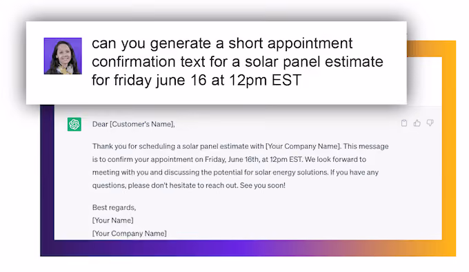 how to use chatgpt for home improvement businesses - appointment confirmation text prompt