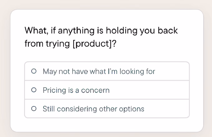 how to use AI for sales - example of website feedback to surface objections