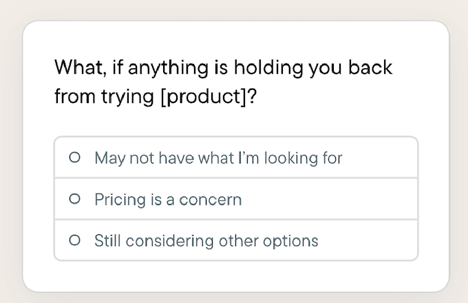 how to use AI for sales - example of website feedback to surface objections