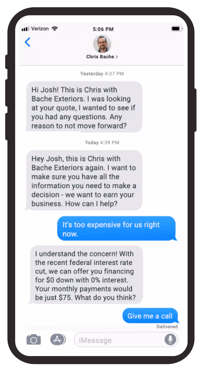 how to increase revenue for contractors - example of getting a response and handling the objection