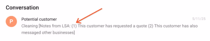 google lsa lead details