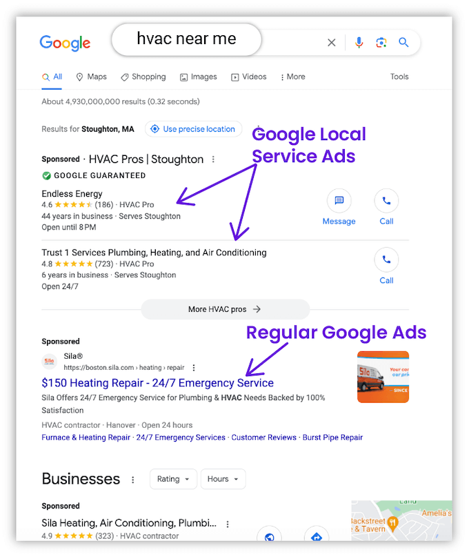 lsa vs normal ad placement