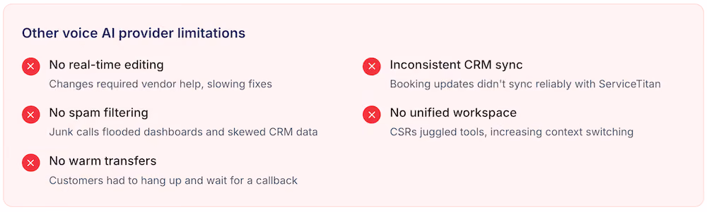 other ai voice provider limitations