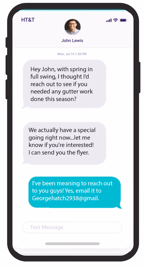 hatch app text conversation with existing customer