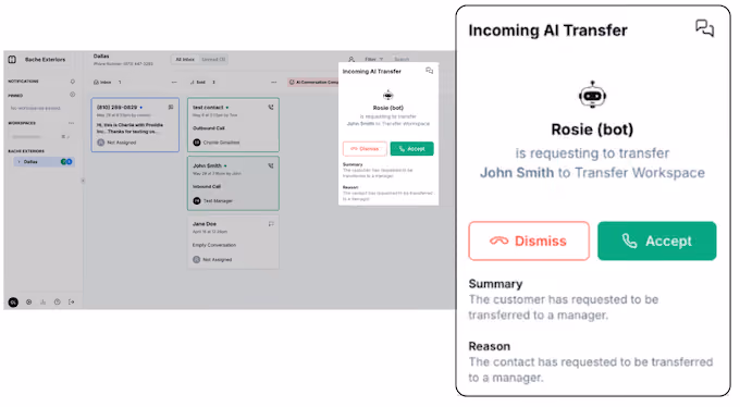 hatch voice ai live transfer notification