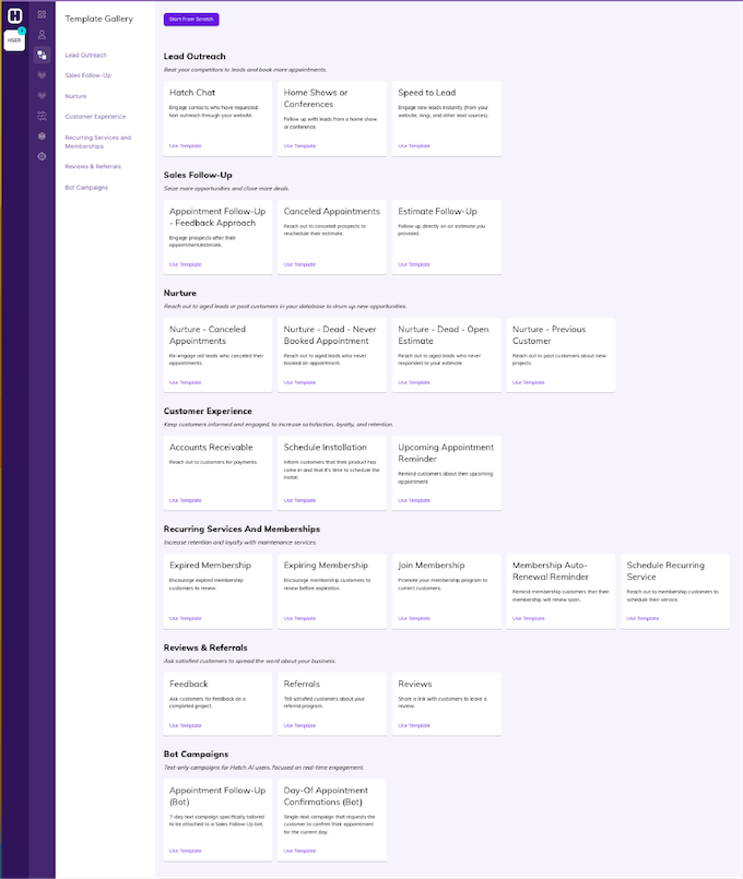 hatch campaign templates library