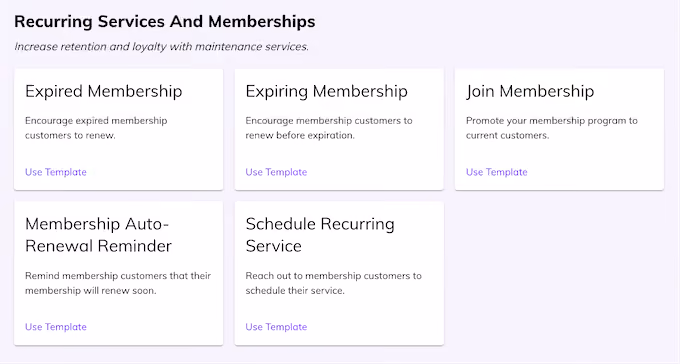 hatch recurring service campaign templates