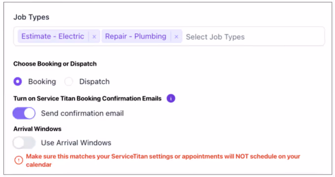 servicetitan + hatch ai - choose between booking and dispatch