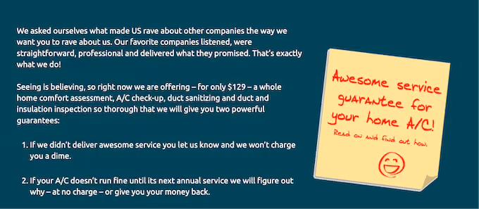 best hvac marketing strategies - service guarantee