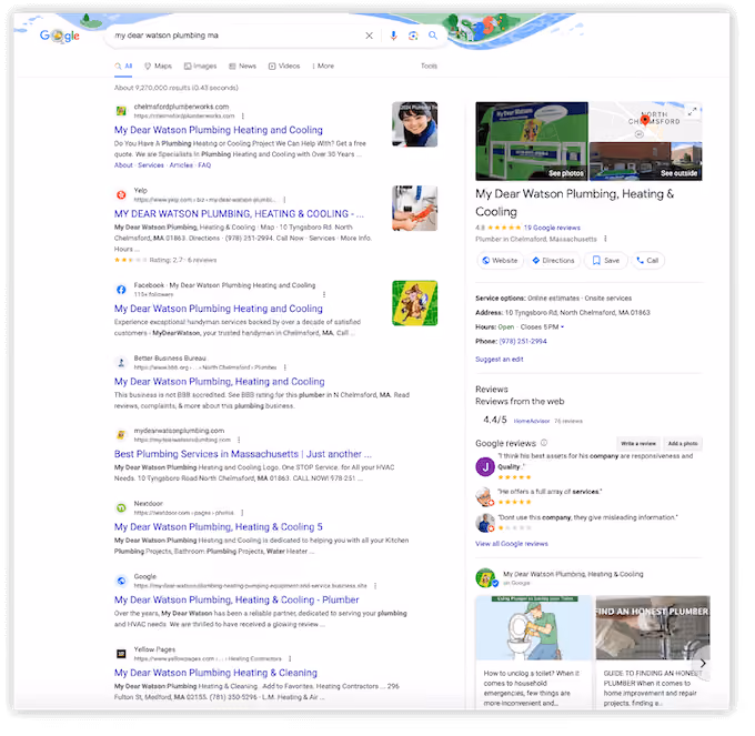 business planning checklist for contractors - search engine appearance example
