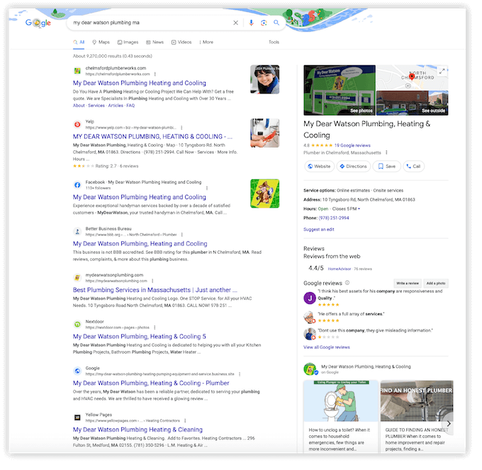 business planning checklist for contractors - search engine appearance example