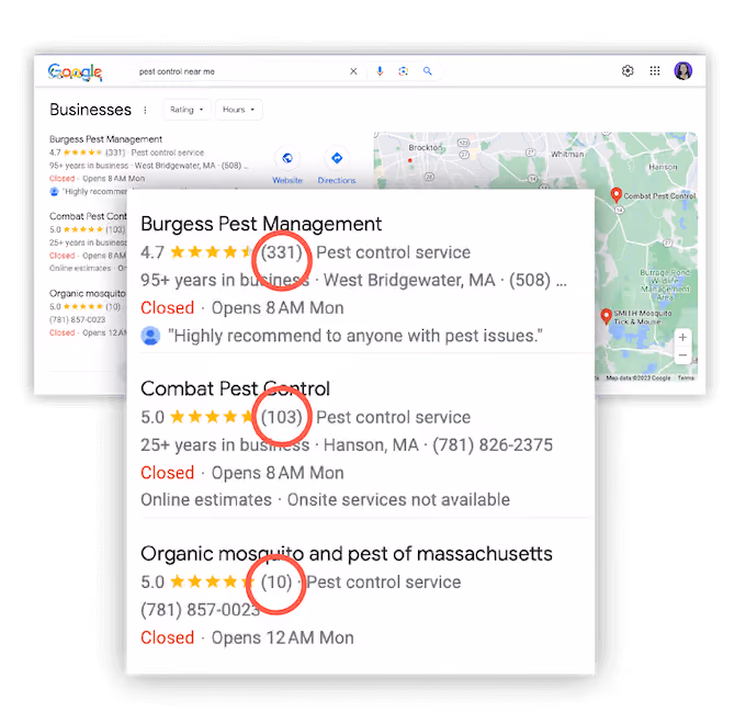 business planning checklist for contractors - google local pack example with reviews