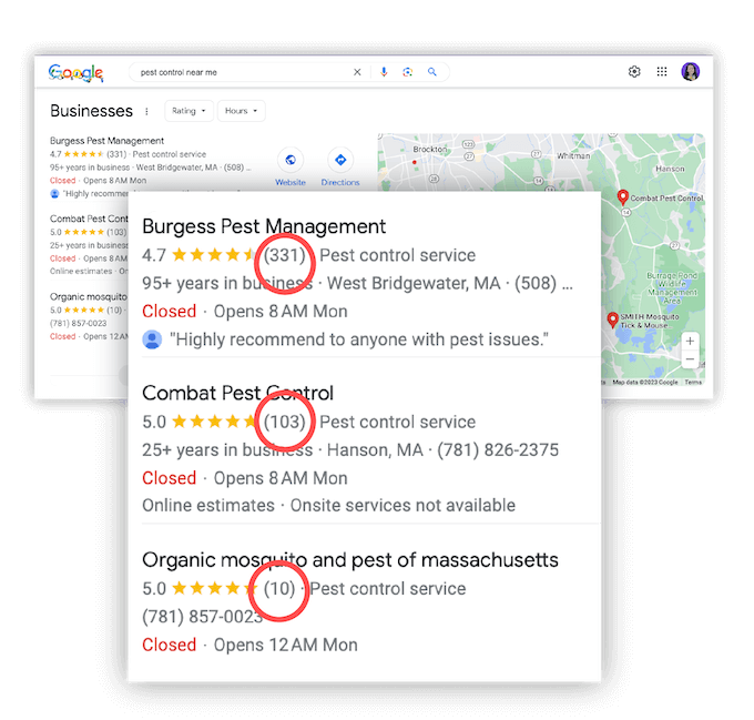 business planning checklist for contractors - google local pack example with reviews