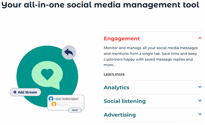 hootsuite social media management page