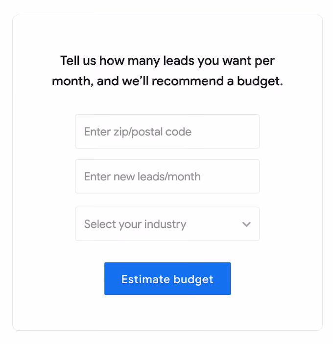 google lsa interactive calculator