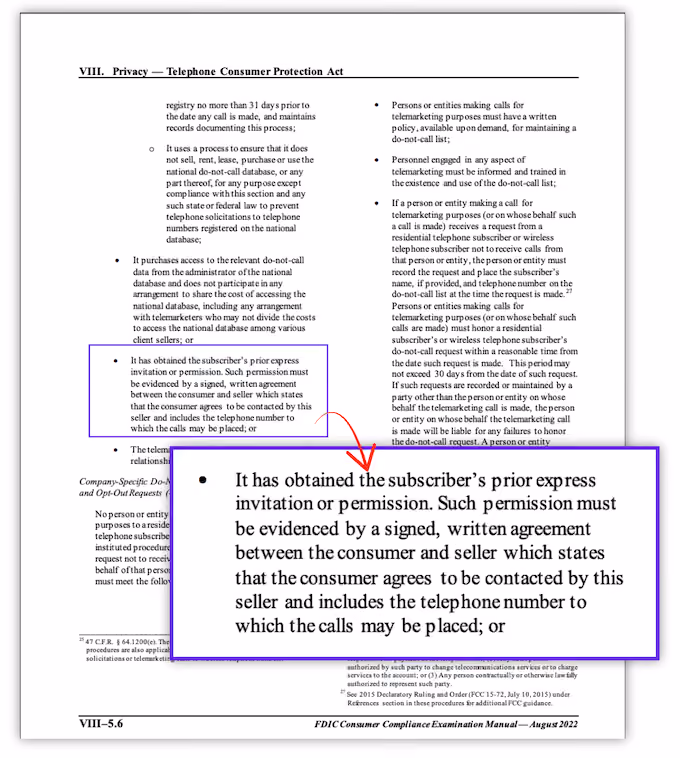 TCPA prior express written consent requirement