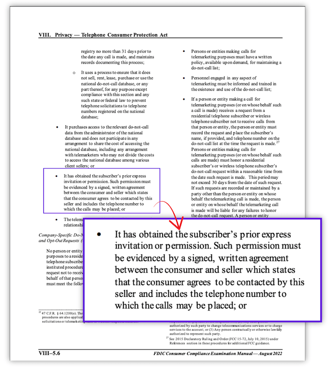 TCPA prior express written consent requirement