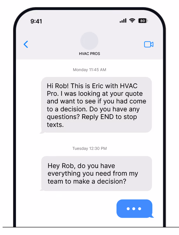 hvac estimate follow up example