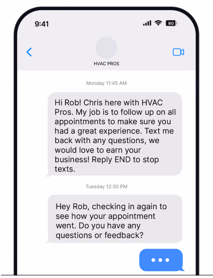 hvac estimate follow up - feedback approach